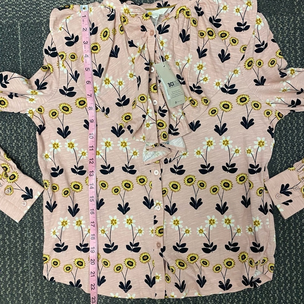 NWT Boden Dusty Rose Floral Ruffle Front Shirt Size 6R - Picture 8 of 10